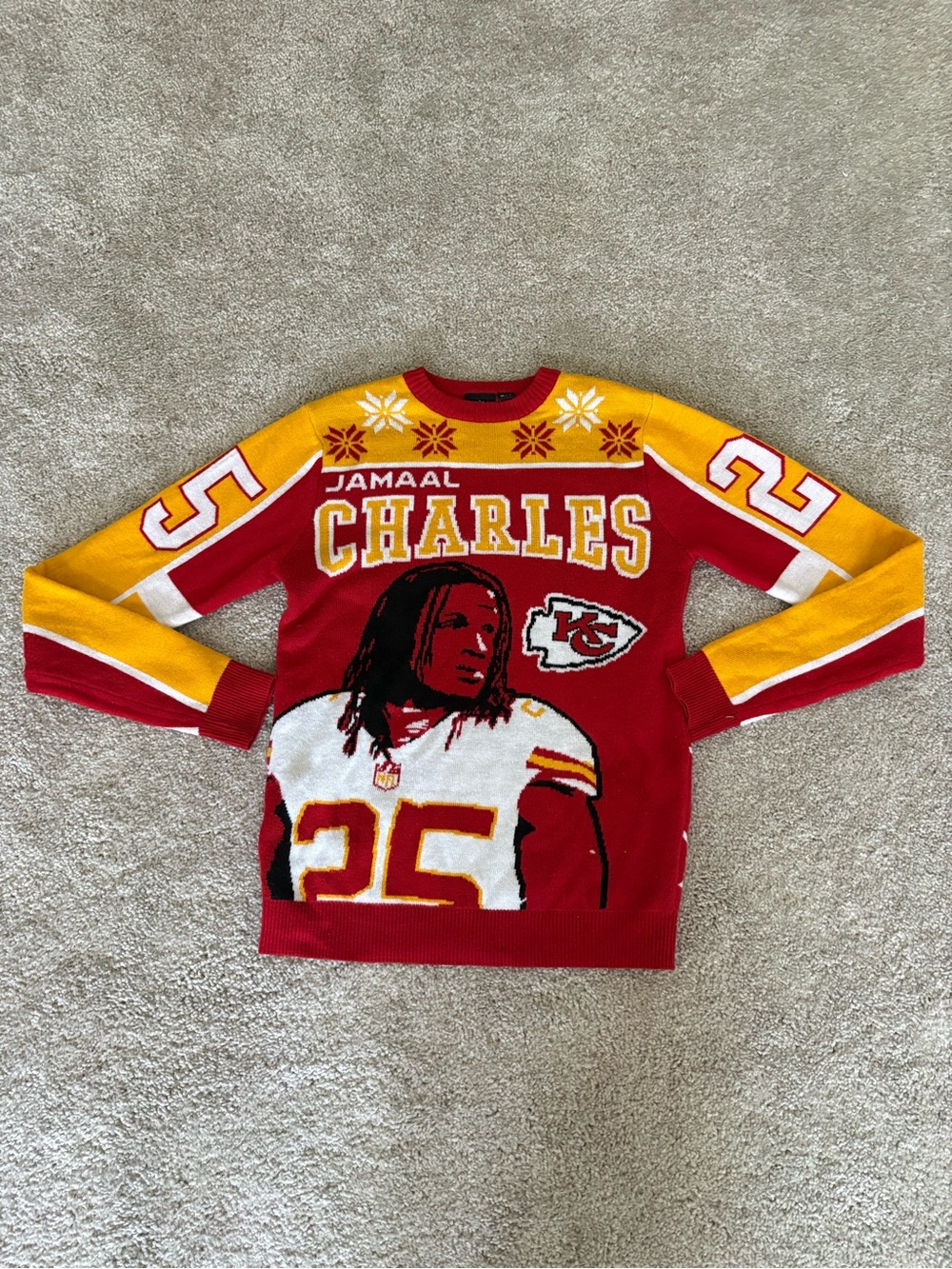 Kids Red & Gold Chiefs Jamaal Charles  Graphic Sweater
